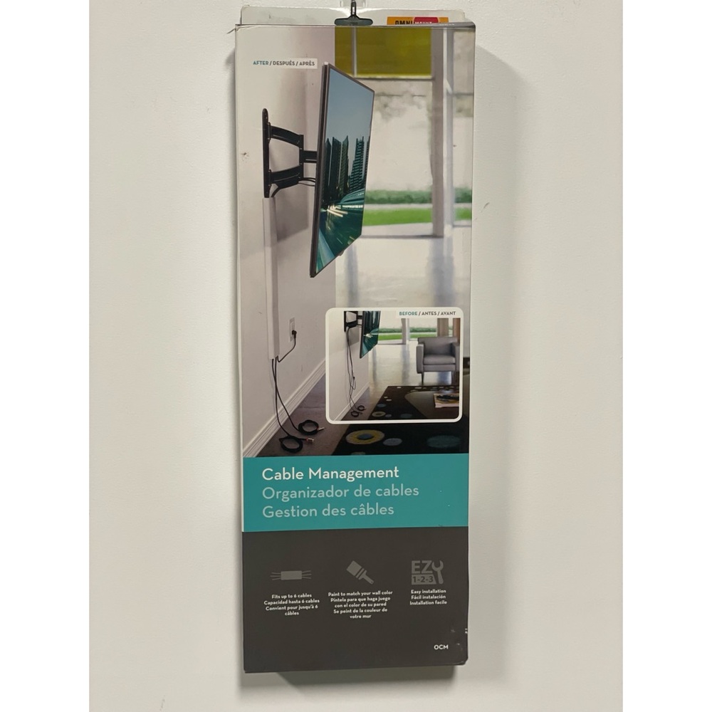 NIB Omni Mount Cable Management On-Wall Cable Cover White